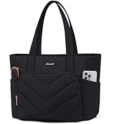 LOVEVOOK Tote Bag for Women, V-Quilted Puffer Tote Bag with Zipper for Work Travel Nurse Teacher