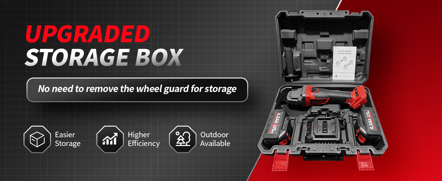 FULLYEA Cordless Angle Grinder 4-1/2 inch Electric Grinder Tool Kit for Wood Metal Cutting