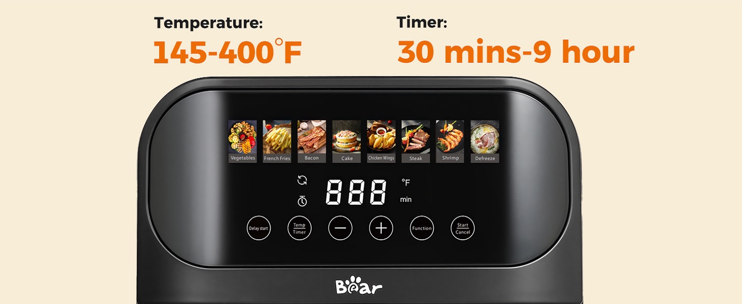 bear air fryer Timer Temp Adjustable