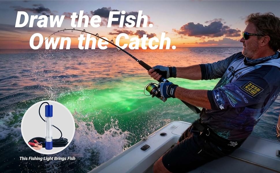 Green underwater fishing light helps you attract more fish and boost your catch.