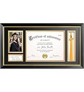 Yaetm 11x22 Diploma Frame with Tassel Holder for 8.5x11 Certificate Document &amp; 4x6 Photo with Hig...