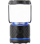 LUXPRO Rechargeable Dual-Power 940 Lumen LED Lantern with Diffused Lens for Up to 155 Hours of Us...