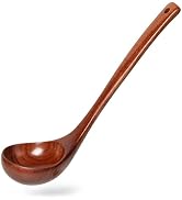 Hefild Wooden Soup Ladle, 10.8" Handle, 1.6 fl oz Medium Scoop Utensil for Serving &amp; Cooking, Red...