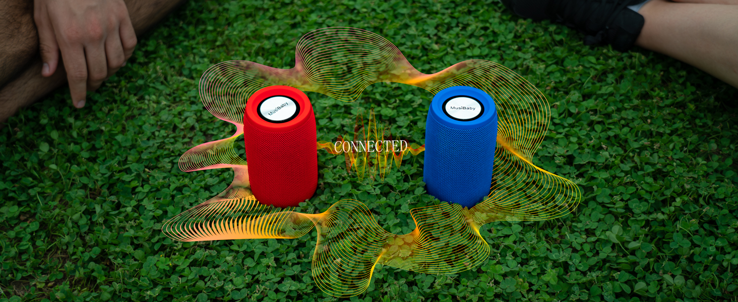 outdoor stereo speakers portable bluetooth dual pairing musibaby 360 sound full bass picnic camping