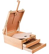Kuyal Art Supplies Box Easel Sketch Box Painting Storage Box-Adjustable Design with Large 2-Drawe...
