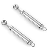 2Pcs Silver Stainless Steel Strawberry Huller Multi-Function Stainless Corer and Pitter Remover f...
