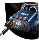 Bluetooth Car Adapter with Retractable Charger,[Upgrade] Bluetooth 5.4 FM Transmitter for Cars, 4...