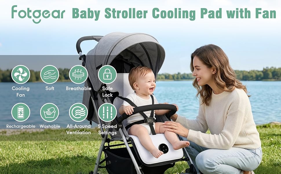 Baby Stroller Cooling Pad with Built-in Fans