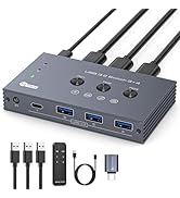THXCDBID USB 3.2 Switch 3 Computers Sharing 3*USB A &amp; 1*USB C Port 10Gbps USB Switch Selector Sha...