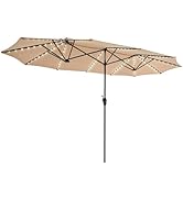SUPERJARE 13ft Outdoor Patio Umbrella with Solar Lights, Double-sided Deck Pool Umbrella with 1.5...