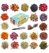 20 Bags Dried Flowers,100% Natural Dried Flowers Herbs Kit for Soap Making, DIY Candle Making,Bat...