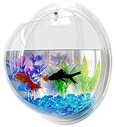 Wall Mounted Acrylic Fish Bowl, Hanging Flower Pot Vase Decoration, Clear Fish Tank Bubble Aquari...
