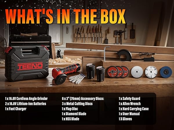 TEENO Cordless Angle Grinder