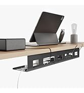 PEGZONE Under Desk Cable Management Tray, 31.5 Inches Metal Cord Organizer Rack, Desk Tray for Po...