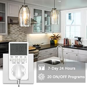 7 Day Weekly Programmable 110V AC Power Outlet Timer, Energy-Saving Indoor Timer Plug