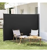 HOMEDEMO 146" x 63" Retractable Side Awning with Privacy Screen Protection, Carbon Gray Waterproo...
