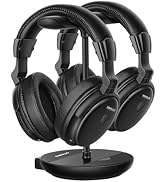 SIMOLIO Dual Wireless Headphones for TV Watching w/ 2.4G Transmitter &amp; Charging Stand &amp; Spare Bat...