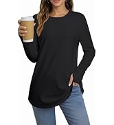 GKBK Women Cotton Tunic Top with Thumb Holes Long Sleeve Loose Fit Shirts | 2X, 3X, Basic tee for...