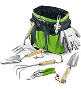 WORKPRO Garden Tools Set, 7 Piece, Stainless Steel Heavy Duty Gardening Tools with Wooden Handle,...