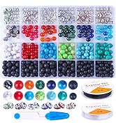 Fishdown 560 Pcs Natural Stone Healing Beads Lava - Natural Gemstone Beads Volcanic Stone Loose B...