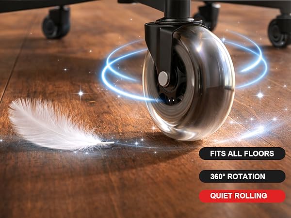 office chair wheels, all-floor casters, 360° swivel, quiet rolling