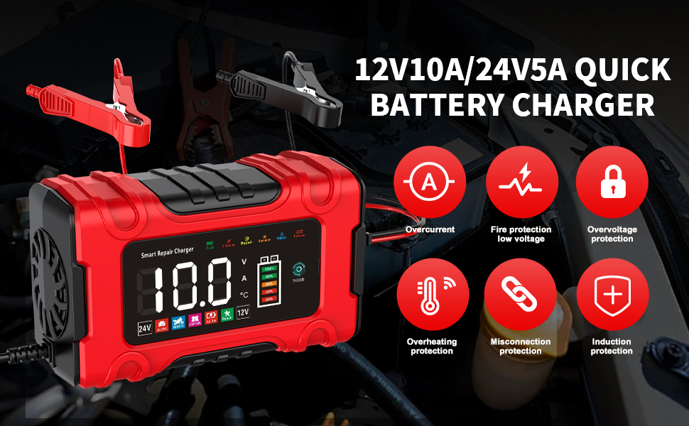 12V10A/24V5A QUICK BATTERY CHARGER