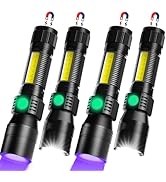 Hoxida Flashlight Rechargeable LED UV Black Light &amp;Redlight, 3in1 Super Bright Magnetic Tactical ...