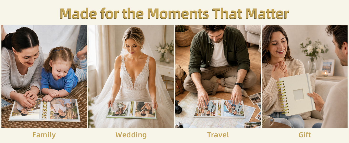 This keepsake photo album is wonderful as a baby memory photo album, wedding book, or travel journal