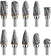 Tungsten Carbide Rotary Burr Set with 1/8" Shank, Double Cut Carving Bits for Rotary Tool Accesso...