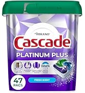 Cascade Platinum Plus Dishwasher Pods, Dishwasher Detergent, Dish Detergent Soap, Fresh, 47 Count