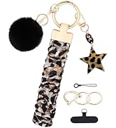 EAQIOIL Wristlet Keychain Stretchy Key Chain for Car Keys with D-ring Scrunchie Keychain Wristlet...
