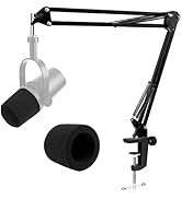 MV7 Boom Arm with Mic Cover, Adjustable Suspension Mic Stand for Shure SM7B MV7 HyperX QuadCast S...
