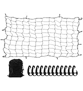 6' x 5' Heavy Duty Bungee Cargo Net Stretches to 12' x 10' -Latex Truck Bed Mesh with 12Pcs Free ...