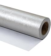 RUSPEPA Silver Pearly Luster Wrapping Paper with Large Embossed Rose - Mini Roll - Perfect for We...