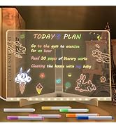 NAWTOR LED Note Board with Colors, Acrylic Dry Erase Board with Light, Note Glass Led Board with ...