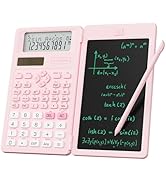 Pink Scientific Calculator for Girls Students, 82 MS Foldable Cute Science Calculator with Notepa...
