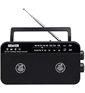 SEMIER AM FM Portable Radio, Battery Operated Analog Radio by 3X D Cell Batteries Or AC Power Tra...