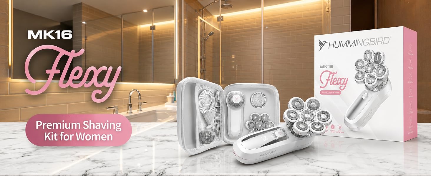 Hummingbird MK16 Flexy premium shaving kit for women with multi head shaver and accessories