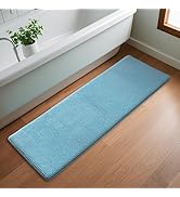 Chenille Blue Bathroom Rugs Runner Narrow Long Absorbent Quick Dry Bath Mat Memory Foam Bathroom ...