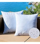 MIULEE 18 x 18 Outdoor Pillow Inserts - Set of 2 Premium Water Resistant Throw Pillows Shredded M...