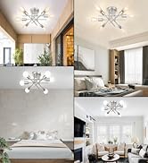 TOBUSA 6-Light Silver Semi Flush Mount Ceiling Light Fixture, Modern Industrial Brushed Nickle Sp...