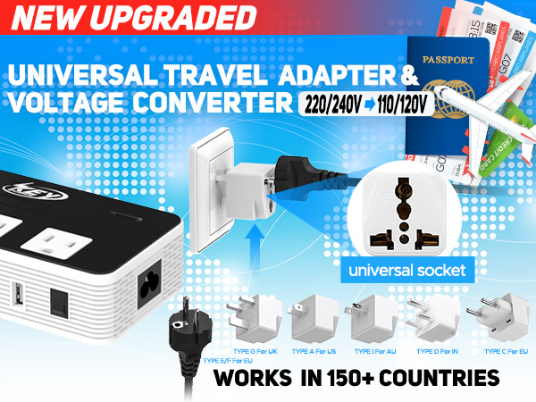 All in One Voltage Converter us to europe and International Travel Adapter