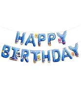 PartyWoo Baby Shark Blue Happy Birthday Banner Letter Balloons 16 Inch Blue Mylar Foil Letter Bal...