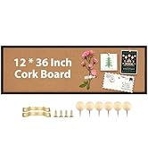 TORASO Cork Board Bulletin Board, Corkboard for Walls with Black Frame, Large Wall Mounted Cork B...