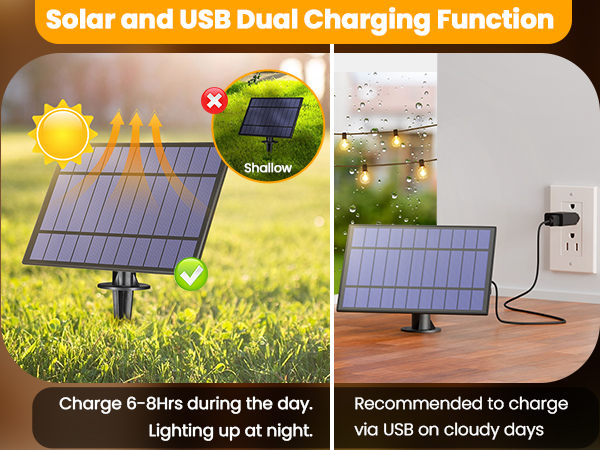 Solar and USB Dual Charging Function