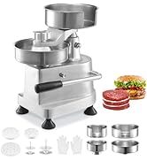 VEVOR Commercial Burger Patty Maker, Hamburger Beef Patty Maker with 3 Convertible Mold(4/5/6-inc...