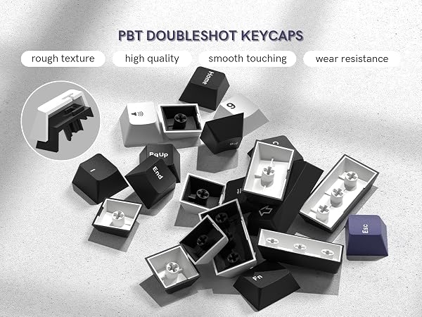 Double Shot PBT Keycaps Set 138 Keys, Cherry Profile Custom Keycaps