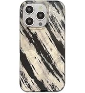 Reezaddin Black Twill Striped Glitter Phone Case for iPhone 16 Pro 6.3in,Retro Aesthetic Classy B...