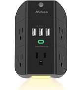 Surge Protector Outlet Extender with Night Light - 1800Joules Power Strip Wall Adapter Expander w...