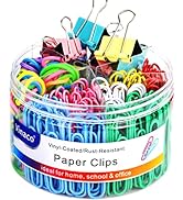 Vinaco 300PCS Paper Clips and Binder Clips Assorted Sizes, Colored Paper Clips (2" Large/1.3" Med...